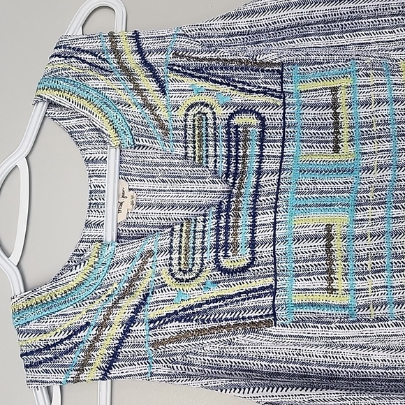 TRIBAL jeans v neck striped Aztec tunic top blouse top medium - Picture 2 of 5